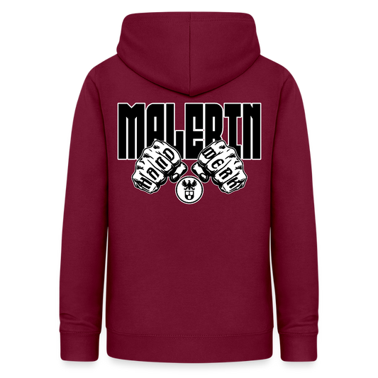 Frauen Hoodie "Malerin" (beidseitig beruckt) Bordeaux Frauen Hoodie