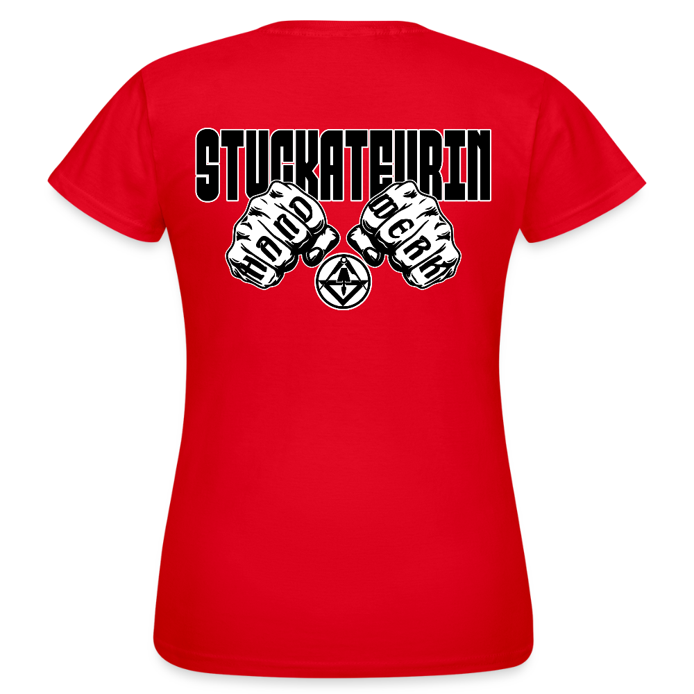Frauen T-Shirt "Stuckateurin" (beidseitig bedruckt) Rot Frauen T-Shirt