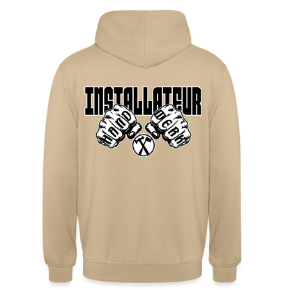 Unisex Hoodie "Installateur" (beidseitig bedruckt) Beige Unisex Hoodie