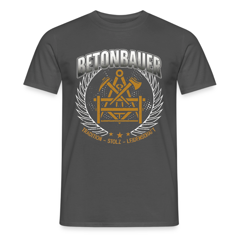 Unisex Tradition Betonbauer Männer T-Shirt von Spreadconnect, zeigt ein stilvolles T-Shirt mit traditionellem Design in Grau.