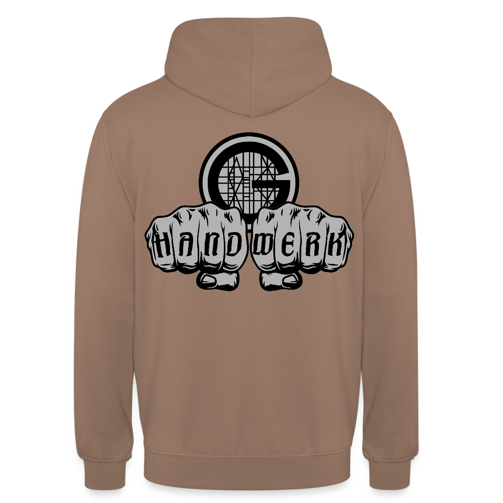 Unisex  Hoodie "Gerüstbauer" beidseitig bedruckt - Mokka