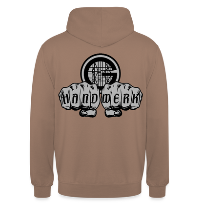 Unisex  Hoodie "Gerüstbauer" beidseitig bedruckt - Mokka