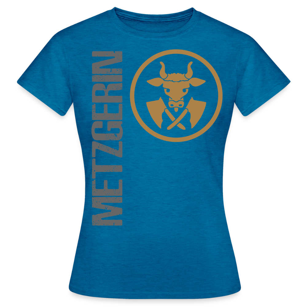 Frauen T-Shirt "Metzgerin" Antikblaues Saphir meliert Frauen T-Shirt