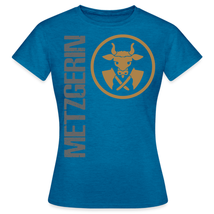 Frauen T-Shirt "Metzgerin" Antikblaues Saphir meliert Frauen T-Shirt