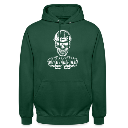 Unisex Hoodie "Skull-Helm-Handwerk" Flaschengrün Unisex Hoodie