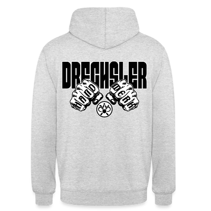 Unisex Hoodie "Drechsler" (beidseitig bedruckt) - Hellgrau meliert