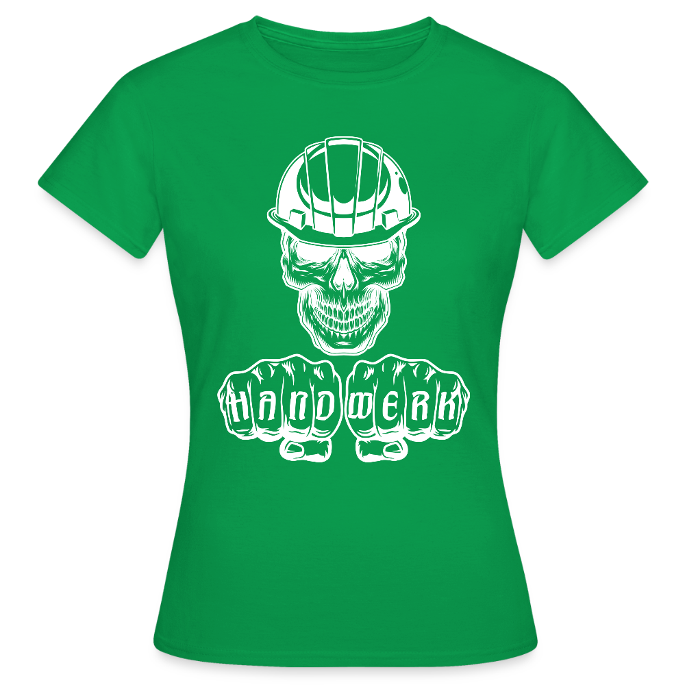 Frauen T-Shirt "Skull-Helm-Handwerk" Kelly Green Frauen T-Shirt