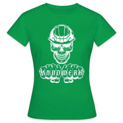 Frauen T-Shirt "Skull-Helm-Handwerk" Kelly Green Frauen T-Shirt