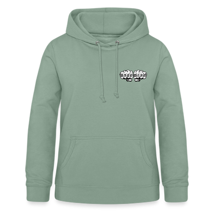 Frauen Hoodie "Bodenlegerin" (beidseitig beruckt) - Graugrün