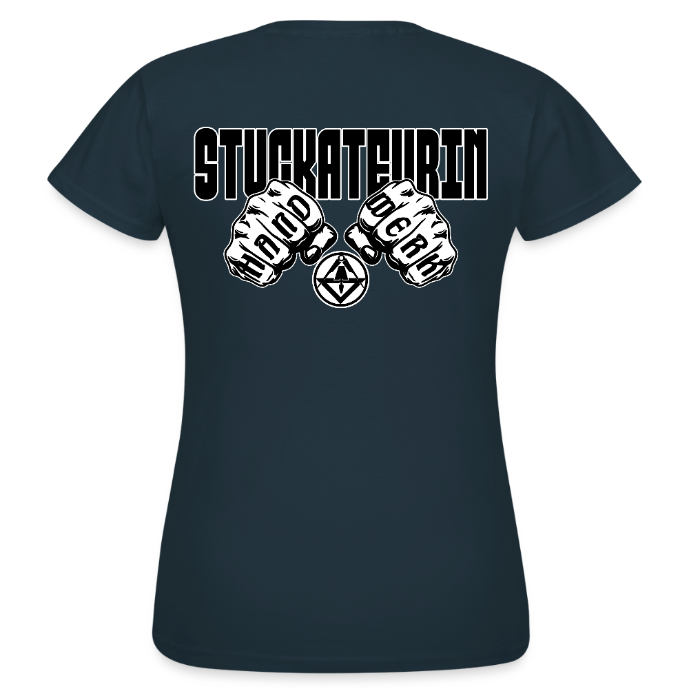 Frauen T-Shirt "Stuckateurin" (beidseitig bedruckt) Navy Frauen T-Shirt