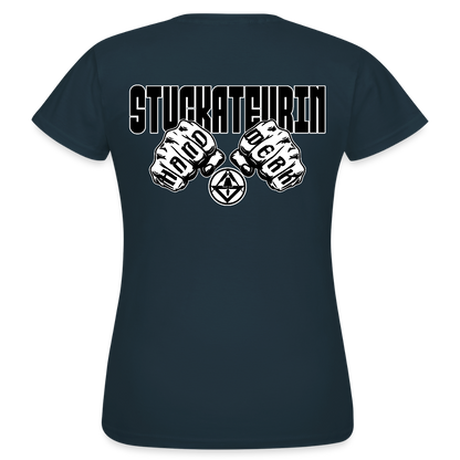 Frauen T-Shirt "Stuckateurin" (beidseitig bedruckt) Navy Frauen T-Shirt