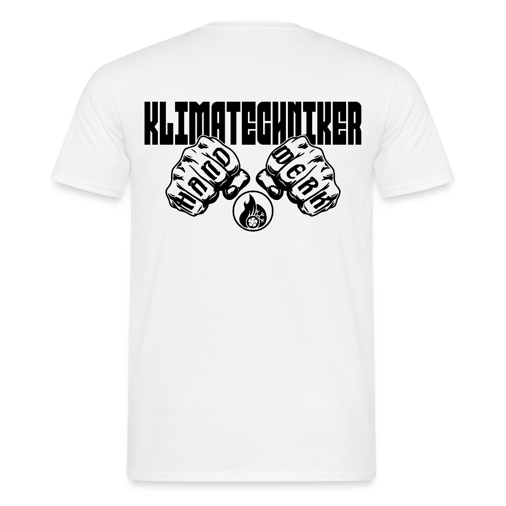 Unisex T-Shirt "Klimatechniker" (beidseitig bedruckt) Weiß Männer T-Shirt
