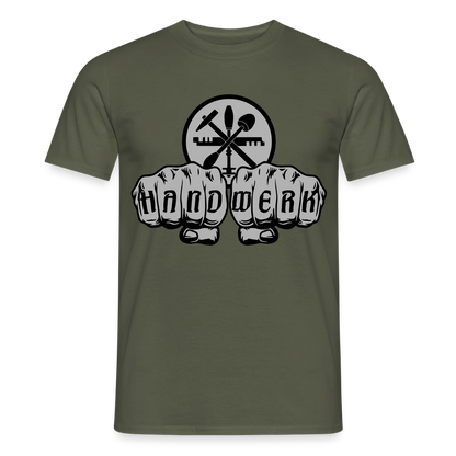 Unisex T-Shirt "Glaser"-Power von Spreadconnect, graues Männer T-Shirt mit schwarzem Druck, weiches Baumwollmaterial, lässiger Fit