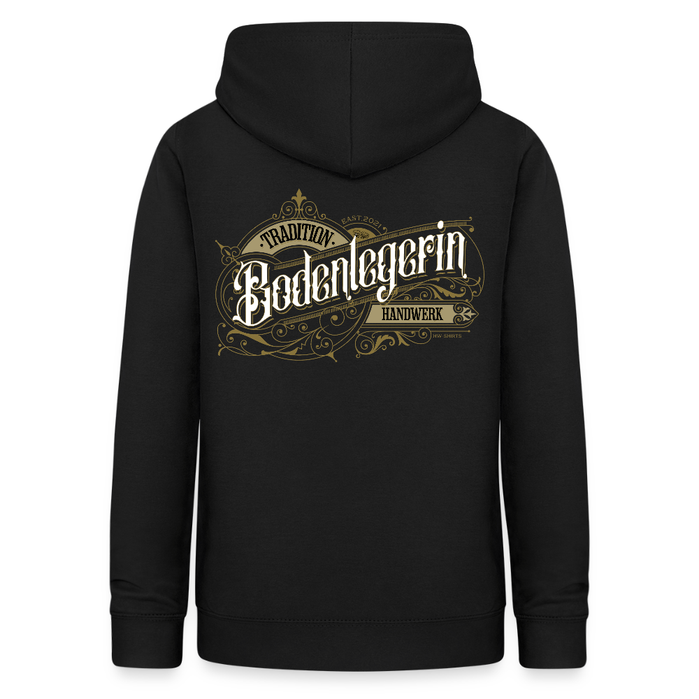 Frauen Hoodie "Bodenlegerin" Nostalgie Handwerk Schwarz Frauen Hoodie