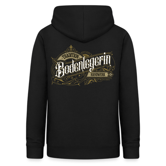 Frauen Hoodie "Bodenlegerin" Nostalgie Handwerk Schwarz Frauen Hoodie