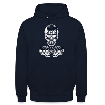 Unisex Hoodie "Skull-Helm-Handwerk" Navy Unisex Hoodie