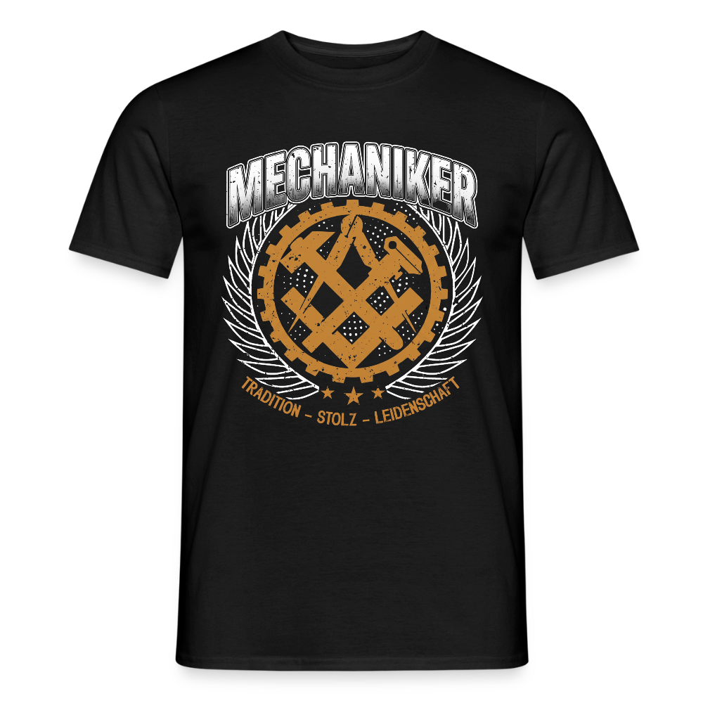 Unisex Mechaniker T-Shirt von Spreadconnect, Männer T-Shirt mit Tradition, weißes Baumwoll-Shirt, frontales Druckdesign.