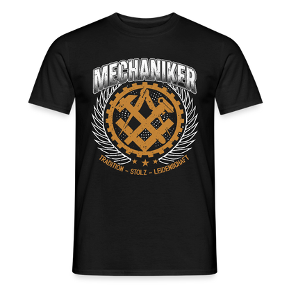 Unisex Mechaniker T-Shirt von Spreadconnect, Männer T-Shirt mit Tradition, weißes Baumwoll-Shirt, frontales Druckdesign.