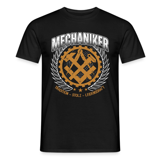Unisex Mechaniker T-Shirt von Spreadconnect, Männer T-Shirt mit Tradition, weißes Baumwoll-Shirt, frontales Druckdesign.