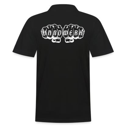 Männer Poloshirt "Handwerk" (hinten bedruckt) Schwarz Männer Poloshirt