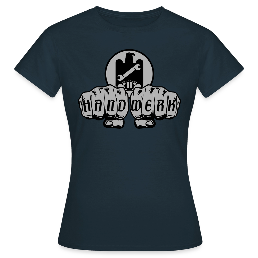 Frauen T-Shirt "KFZ-Mechaniker"-Power von Spreadconnect, schwarzes Damen-T-Shirt mit mechanischem Kraft-Design, bequem und stilvoll