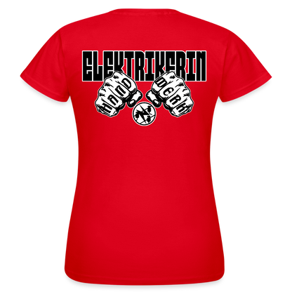 Frauen T-Shirt "Elektrikerin" (beidseitig bedruckt) Rot Frauen T-Shirt