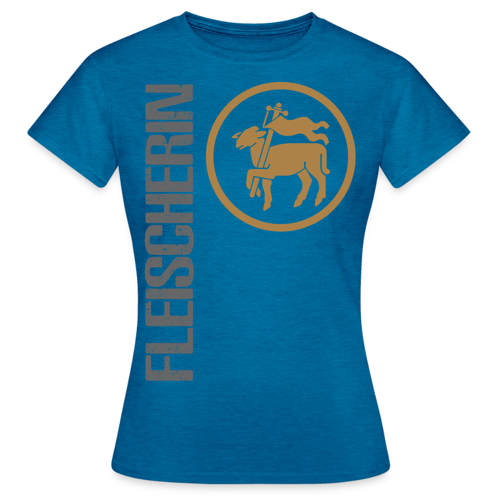 Frauen T-Shirt "Fleischerin" Antikblaues Saphir meliert Frauen T-Shirt
