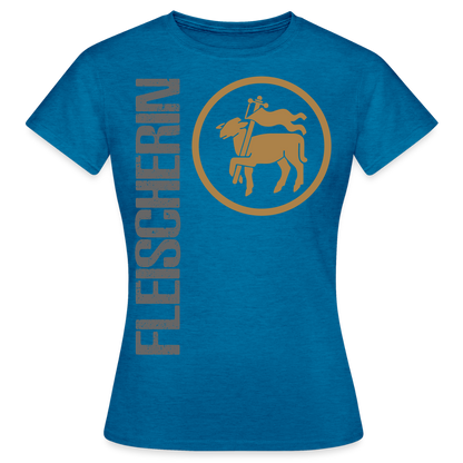 Frauen T-Shirt "Fleischerin" Antikblaues Saphir meliert Frauen T-Shirt