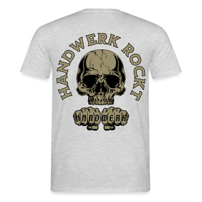 Unisex T-Shirt "Handwerk-Rockt" (beidseitig bedruckt) - Grau meliert