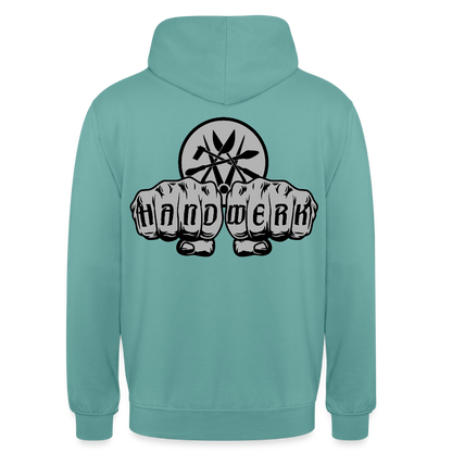 Unisex Hoodie "Spengler" beidseitig bedruckt - Pastelltürkis