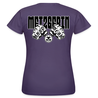 Frauen T-Shirt "Metzgerin" (beidseitig bedruckt) Dunkellila Frauen T-Shirt