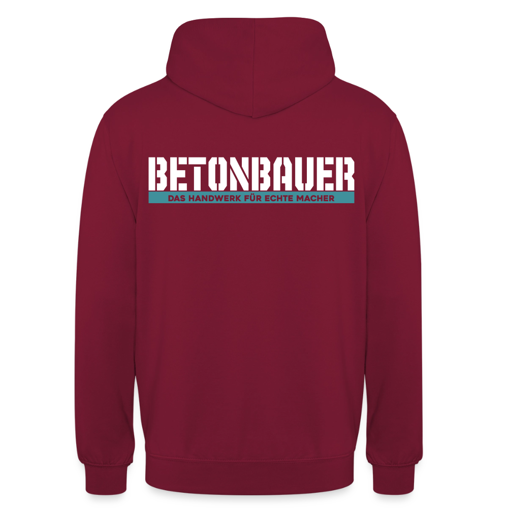 Unisex Hoodie HW-300 | MACHER "Betonbauer" Bordeaux Unisex Hoodie {{ color }}
