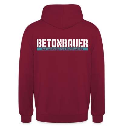 Unisex Hoodie HW-300 | MACHER "Betonbauer" Bordeaux Unisex Hoodie {{ color }}