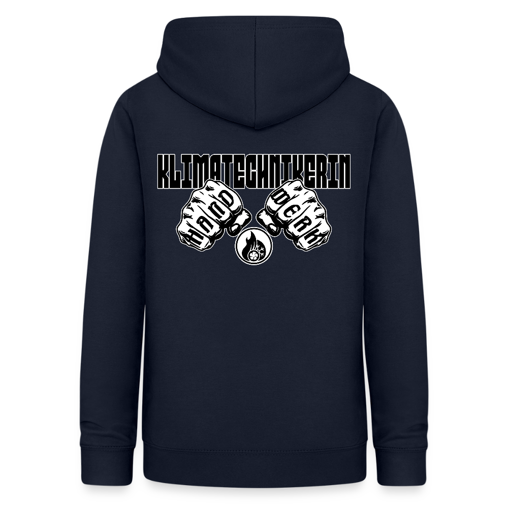 Frauen Hoodie "Klimatechnikerin" (beidseitig beruckt) Navy Frauen Hoodie