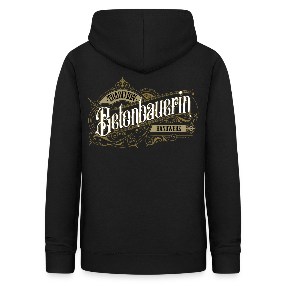 Frauen Hoodie "Betonbauerin" Nostalgie Handwerk Schwarz Frauen Hoodie