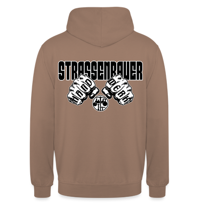 Unisex Hoodie "Strassenbauer" (beidseitig bedruckt) Mokka Unisex Hoodie