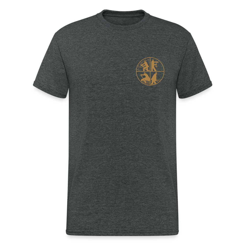 Unisex T-Shirt "Feuerwehr 5" beidseitig bedruckt - Dunkelgrau meliert