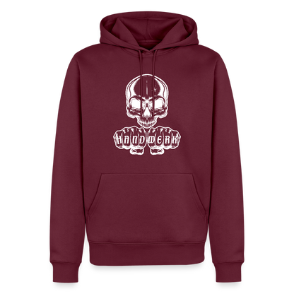 Männer Premium Hoodie "Skull-Handwerk" Burgunderrot Männer Premium Hoodie