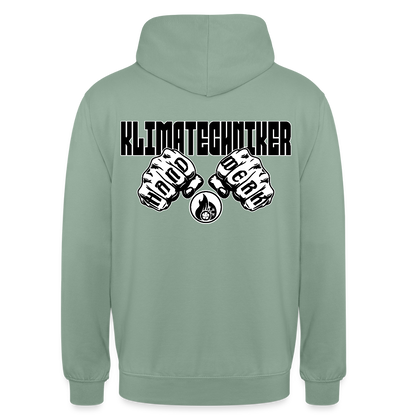 Unisex Hoodie "Klimatechniker" (beidseitig bedruckt) - Graugrün