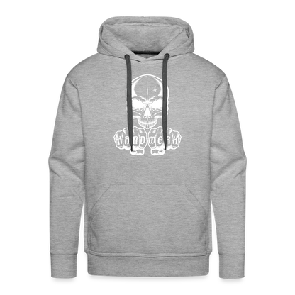 Männer Premium Hoodie "Skull-Handwerk" Grau meliert Männer Premium Hoodie