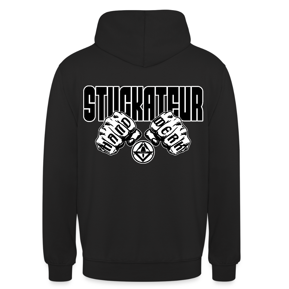 Unisex Hoodie "Stuckateur" (beidseitig bedruckt) Schwarz Unisex Hoodie