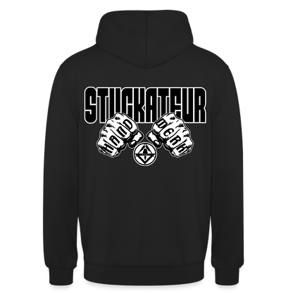 Unisex Hoodie "Stuckateur" (beidseitig bedruckt) Schwarz Unisex Hoodie