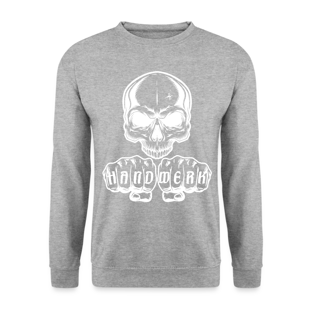 Unisex Pullover "Skull-Handwerk" Weißgrau meliert Unisex Pullover