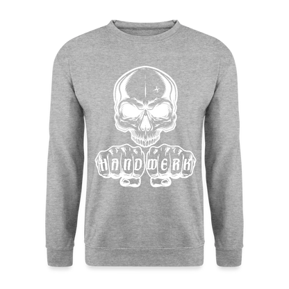 Unisex Pullover "Skull-Handwerk" Weißgrau meliert Unisex Pullover