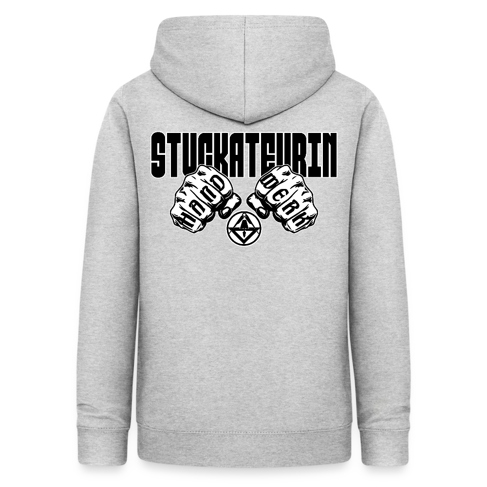 Frauen Hoodie "Stuckateurin" (beidseitig beruckt) Hellgrau meliert Frauen Hoodie
