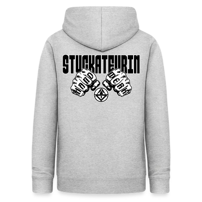 Frauen Hoodie "Stuckateurin" (beidseitig beruckt) Hellgrau meliert Frauen Hoodie