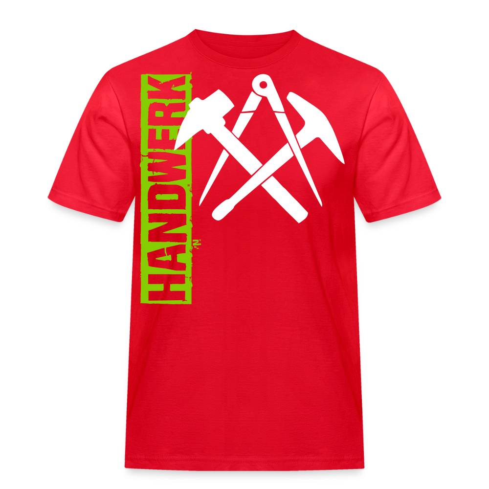 Unisex Workwear T-Shirt "Dachdecker" Rot Männer Workwear T-Shirt
