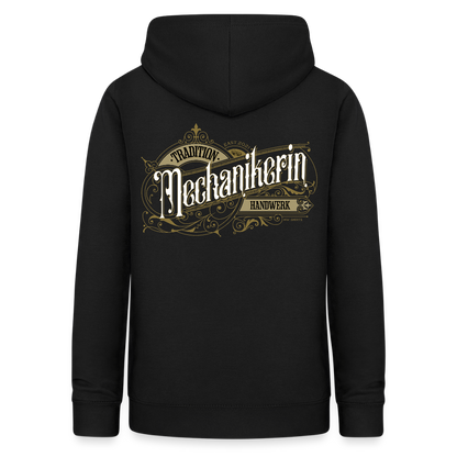 Frauen Hoodie "Mechanikerin" Nostalgie Handwerk Schwarz Frauen Hoodie