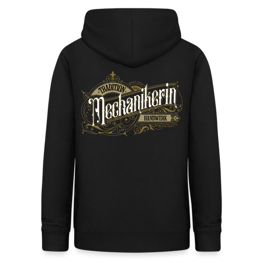 Frauen Hoodie "Mechanikerin" Nostalgie Handwerk Schwarz Frauen Hoodie