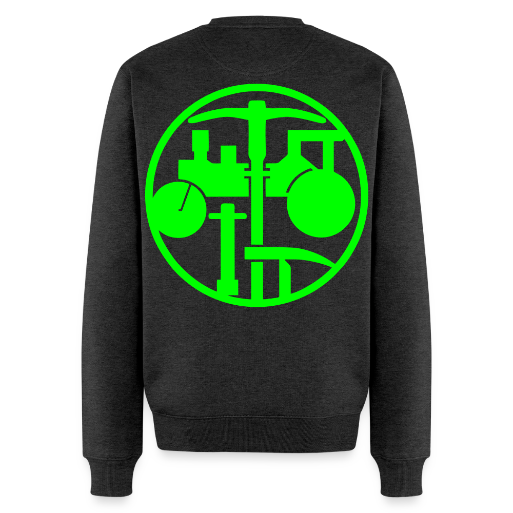 Unisex Premium Pullover "Strassenbauer" neongrün Anthrazit meliert Männer Premium Pullover